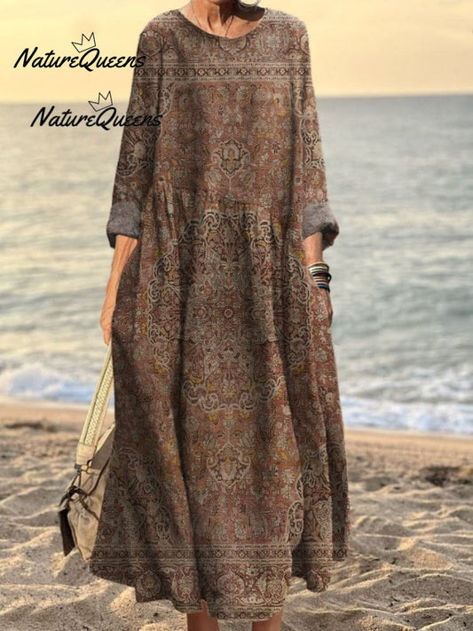 Women's Vintage Art Print Casual Long Sleeve Comfortable Cotton Shirt